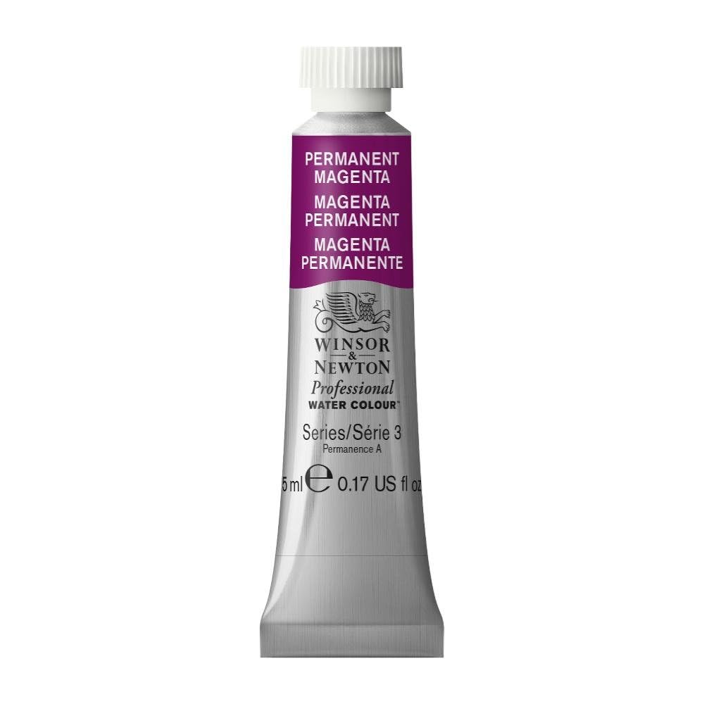 Winsor & Newton Professional Water Colour 5 ML - Permanent Magenta (489) - Finely Pigmented, Vibrant, Vivid & Intermixab