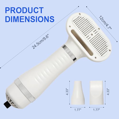 3-in-1 Pet Hair Dryer Brush for Dogs & Cats – Portable Blower & Slicker Brush, Adjustable Temperature, Overheat Protection