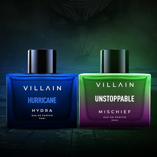 Image of Villain Fierce Pair Combo EDP Perfume For Men | Long Lasting Smell -50 ml each | Gift set For Man with Hurricane Hydra and Unstoppable Mischief For Masculine Fragrance