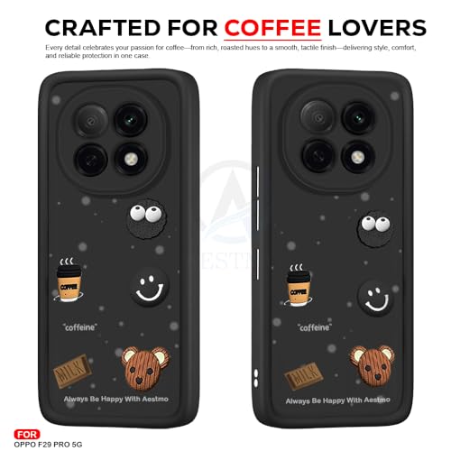 Image of AESTMO Back Case Cover for Oppo F29 Pro 5G | Cute Fun Cartoon 3D Ball | Coffee Silicone Case | Full Body Protection | Camera Protection Back Cover for Oppo F29 Pro 5G (Black)