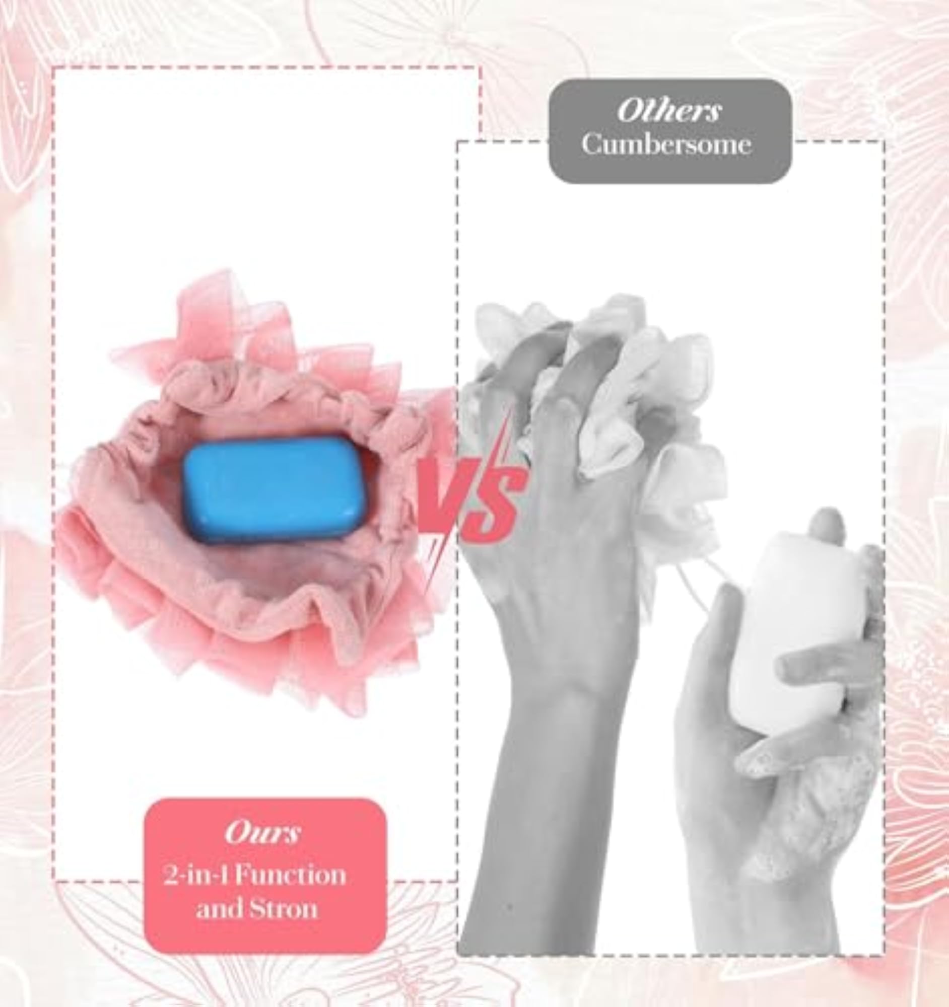Loofahs Washcloth Combo 2-In-1 Exfoliating Shower Sponge