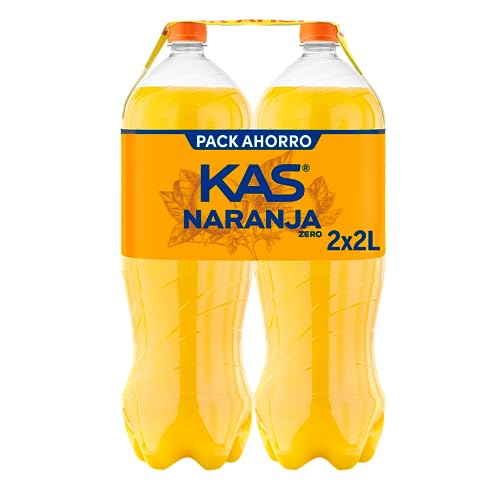 Kas naranja Refresco con zumo de naranja, cero calorías, bipack dos botellas de 2 litros, 4 litros en total