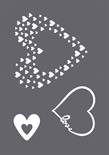 Rayher 45124000 Schablonen Set Love mit selbstklebender Siebdruck-Schablone und Rakel für Papiergestaltung, Scrapbooking und Textiles Gestalten, A5