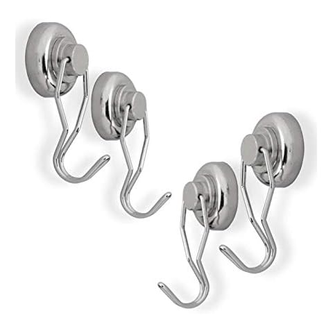Uncluttered Designs Mighty Magnet Swivel Hooks - Ultra Heavy Duty Strong Rare Earth Neodymium Magnetic Hooks For Hanging Storage And Organization (30 lb, 4 pack, Silver) Cover