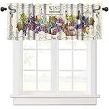 wlsgdsg Retro Grape Wine Valance Curtains Decor, Watercolor Fruits Winery Vineyard Vintage Pattern Window Treatments, Rod Pocke Drapes for Kitchen Living Room Bathroom, 54x18in 1P