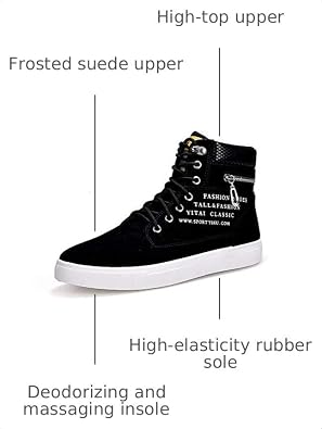 tazimall Men's High Top Sneakers Casual Skate Shoes Lace Up Walking Shoes