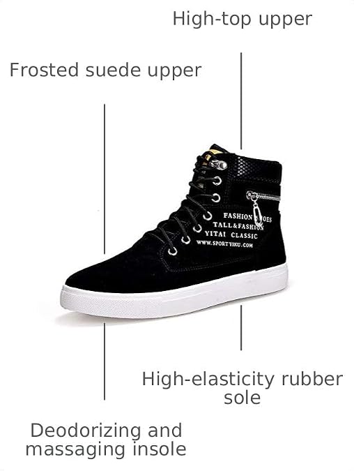 tazimall Men's High Top Sneakers Casual Skate Shoes Lace Up Walking Shoes