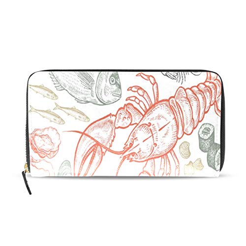 Preisvergleich Produktbild Japanischen Stil Ozean Delicious Meeresfrüchte Lange Passport Clutch Geldbörsen Reißverschluss Geldbörse Tasche Handtasche Geld Organizer Tasche Kreditkarteninhaber Frauen Mädchen Männer Geschenk