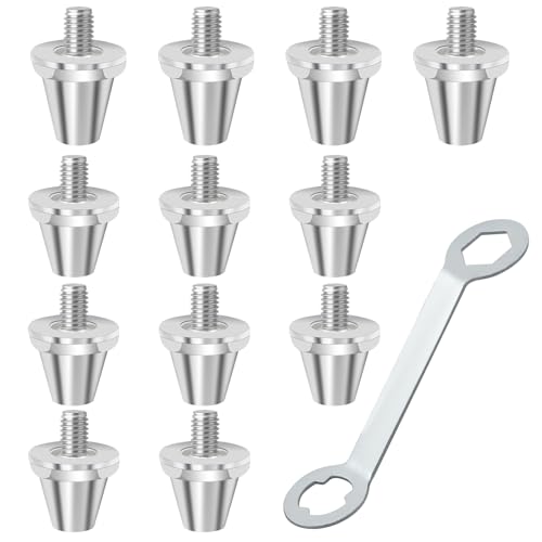 MISIQIMA 12pcs M5 Crampons de Football, Compatibles avec Les Crampons Vissés Nike de Rechange avec Clé, Matériau en Alliage D'aluminium, Antidérapant et...