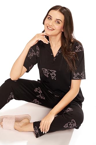 Image of AV2 Women's Cotton Printed Round Neck Short Sleeve Nightsuit Set | Pajama Set | Casual Night Dress for Women- 2887