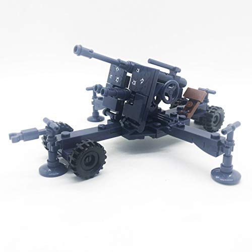 koolfigure Custom WW2 Military Building Blocks Set, Light Artillery Machine Gun, Mini Bricks Toys (Model B)