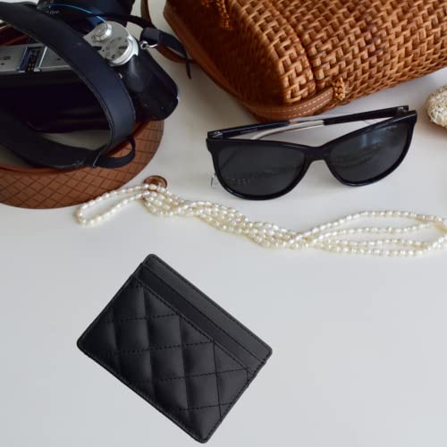 Slim Quilted Leather Card Holder Wallet With Rfid Blocking #TOP4