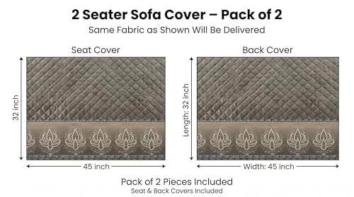 Image of Velvet 2 Seater Sofa Cover Fully Covered | Anti Skid Non Slip | Plain Mud Brown | Sofa Slipcover for Living Room