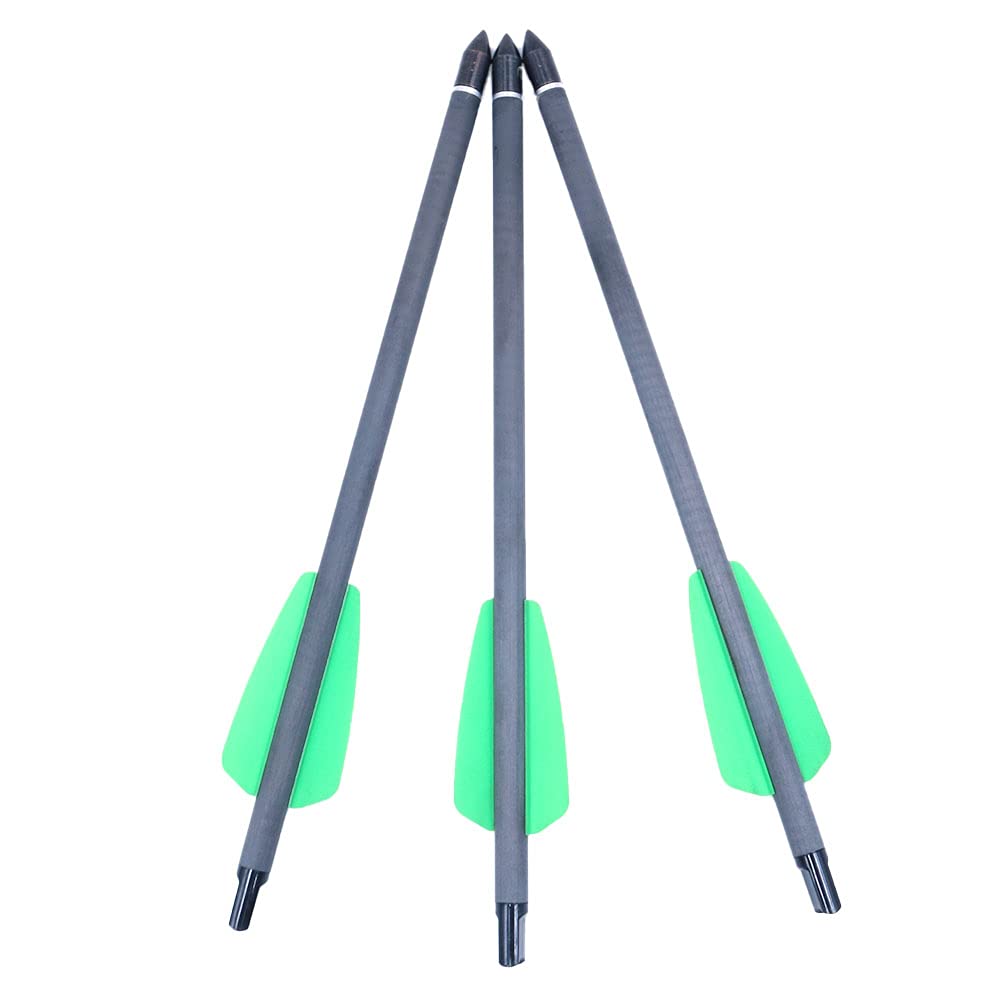 12 pz 7.5 Inch Verde Piuma Puro Bullone In Carbonio Puro, 5 Pollici Goccia Piuma Freccia con Testa Sostituibile per Compound E Ricurvo Arco