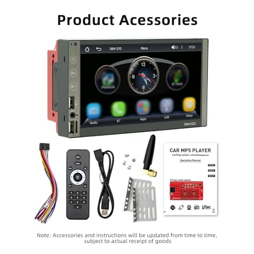 Daconovo 7インチ カーステレオ BT MP5 プレーヤー FM/AM ラジオレシーバー Carplays Android Auto サポート ハンズフリー通話 U-ディスク/TF カード/AUX 入力 ミラー電話リンク リバースアシスト ステアリ
