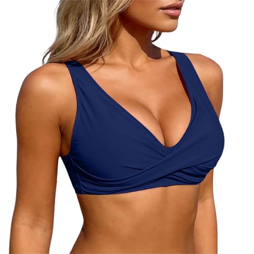 Traje de baño acolchado con realce y cuello en V con parte superior de bikini frontal para mujer más caliente, en elastano, protection UV UPF 50+ y confortable, ideal para activités aquatiques