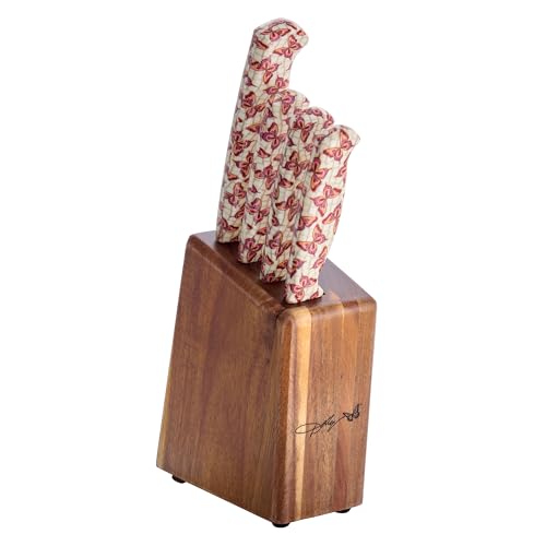 Dolly Parton 5-Piece Pink Cutlery Block Set with Essential Kitchen Knives