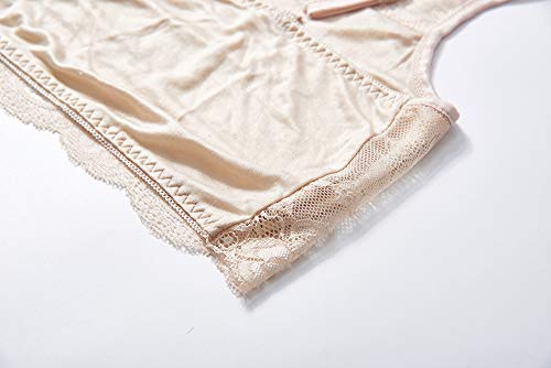 Silriver Womens Silk Crop Tops Lace Tank Tops Fashion Mini Camisole Bendeau For Women Girls (Small, Nude) #TOP5