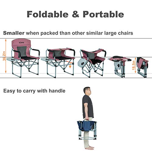 Silla plegable compacta para camping iClimb con mesa lateral y asa miniatura 6