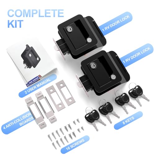 Image of Marsram Rv Door Lock Replacement Rv Lock Entry Latch Camper Door Lock All Aluminum Alloy Metal 2 Pack