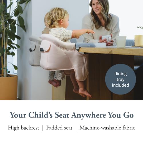Image of Inglesina Fast Table Chair - Powder Pink + Fast Dining Tray - Portable Baby High Chair for Babies & Toddlers up to 37 lbs - Fits Tables 0.8''-3.5'' Thick - Compact, Easy to Use - Travel Bag Included