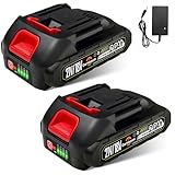 2 Stück 21V 2.0Ah Elektrowerkzeug Akku,Ladeanzeige,akkus für heckenschere,rasenmäher, laubbläser,freischneider,laubsauger,hochdruckreiniger,rasenkantenschneider,akku Ersatzakku für Makita 18V