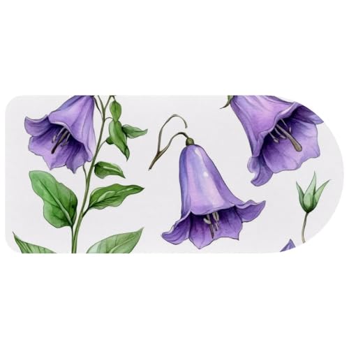 Grand tapis de souris étendu antidérapant avec fleurs aquarelles violettes