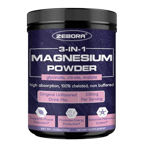 ZEBORA Magnesium Powder for Sleep Muscle & Brain Health 10.58oz (300g)