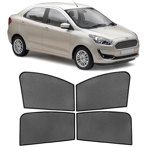 Image of AutoStory Custom Fit Black Mesh Car Sunshade for Ford Aspire | UV & Heat Protection Car Window Curtains | Privacy Car Sun Shade | Breathable Vehicle Specific Side Window Shades