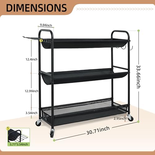 STORAGE-MANIAC-Basketball-Rack-3-Shelf-Training-Stand-with-Wheels-Sports-Ball-Cart-with-Hooks-Rolling-Ball-Basket-Storage-for-Garage-or-Gym-Indoor-Outdoor-Sports-Equipment-Organizer