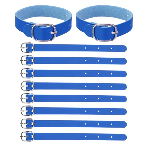 Image of PATIKIL Luggage Tag Strap, 10 Pcs PU Leather Extender Buckle Straps Luggage Tag Luggage Strap Tag Holder Adjustable for Suitcase Hanging Accessories Travel, Blue