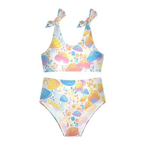 Trippy Mushrooms Rainbow Eyed Girl 2 Piece Kids Bikini Set Beach Bathing Suit Swimming Suits Adjustable Strap3