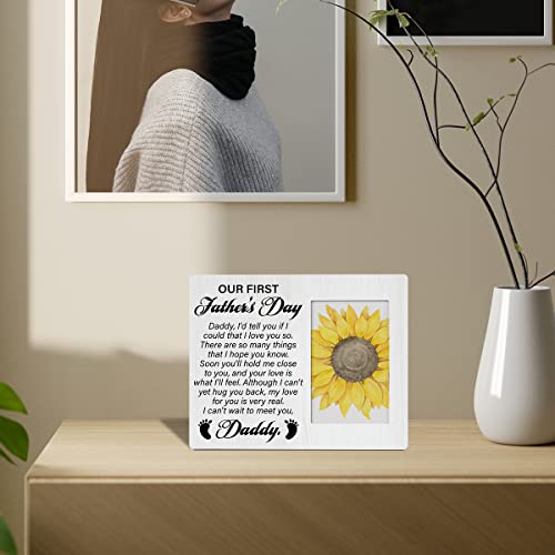 Zauly First Father's Day Gift For Daddy New Dad Father Wooden Picture Frame From Unborn Baby, Pregnancy Announcement Wood Photo Frame Gifts, Tabletop And Wall Mounting, 4X6 Inch Photo #TOP3