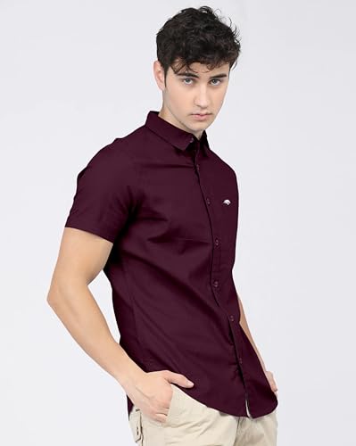 Image of BRUCEWANE Men's 100% Cotton Half Sleeve Shirt