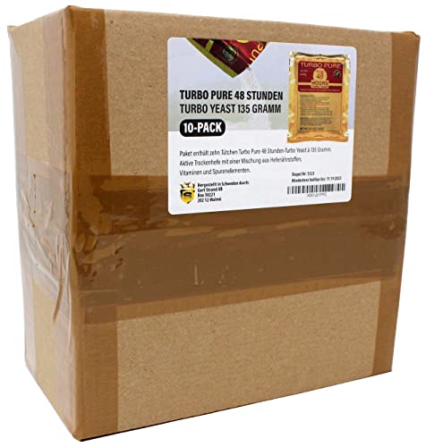 Prestige 48 h Turbo Pure Alkoholhefe 18%, 10er-Pack | edle Turbohefe | Gärhefe | Allzweckhefe für Heimbrauerei | Brauereihefe | Herstellung von hochprozentigem Alkohol Cover