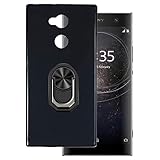 for Sony Xperia XA2 Ultra Ultra Thin Phone Case + Ring Holder Kickstand Bracket, Gel Pudding Soft Silicone Phone 6.00 inches (BlackRing-B)