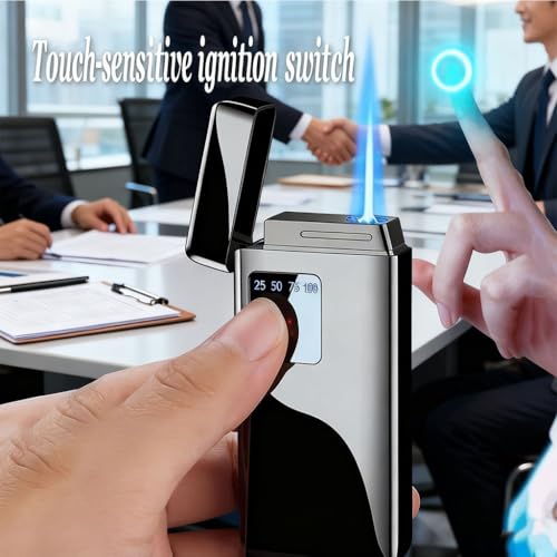 Encendedor eléctrico recargable con llama de soplete y USB miniatura 3
