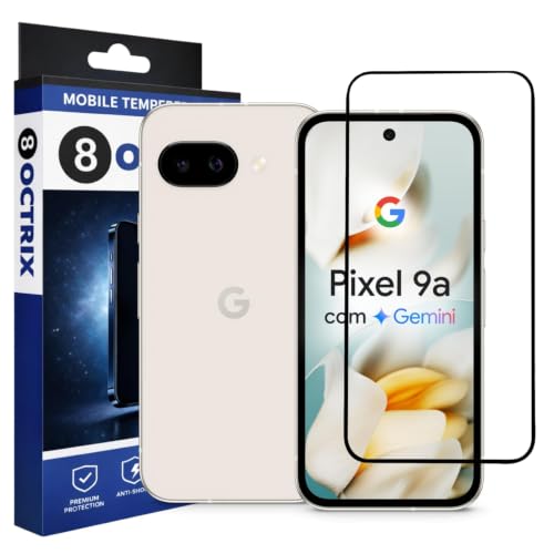 Image of Military-Grade Gorilla Tempered Glass Screen Protector for Google Pixel 9A (Black) | 9H Hardness | Edge-to-Edge Full Coverage | HD Clarity | Scratch & Drop Protection (pack of 1)