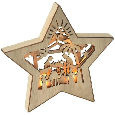 Ovootok 3D Wooden Star Nativity Scene Ornament Cover