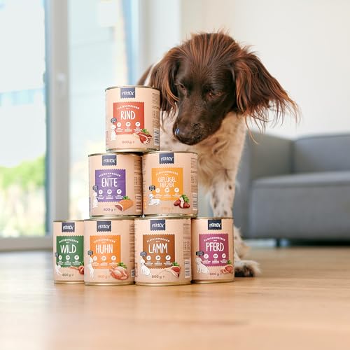 PRIMOX® Fleischmecker Hunde-Nassfutter | Getreidefrei | 70% Fleisch & Innereien | Made in Germany & 100% Natürlich | Omega-3 für Haut & Fell | Gluten- & Laktosefrei (Pferd, 6x800 g)