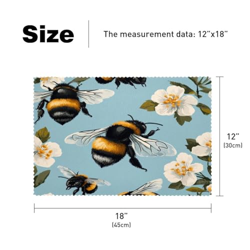 Sets de table 30,5x45,7 cm Honey Bees lavables pour salle à manger - 6