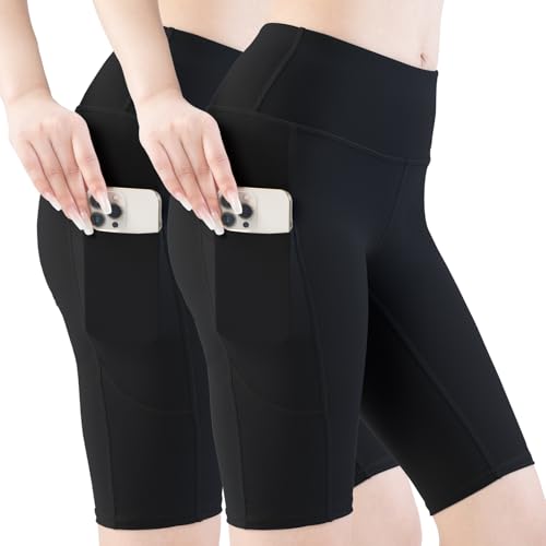 2 Pack Biker Shorts for Women with Pockets 8