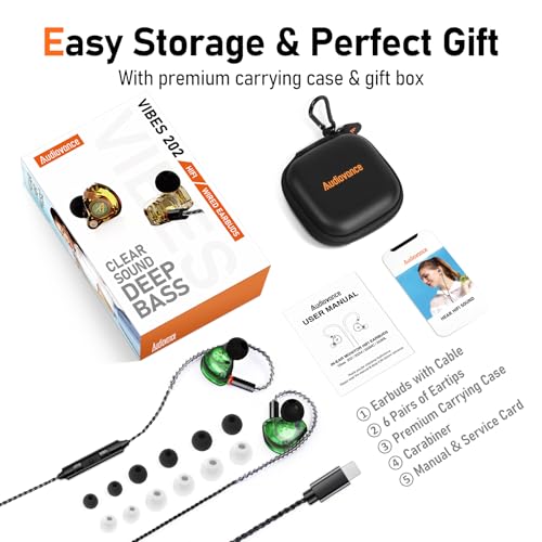 Image of Audiovance Vibes 202ML HiFi Wired Earbuds for iPhone 14 /13 /12 /11 /X, Pro Max