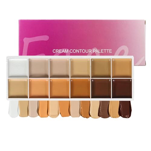 Xijobido Paleta De Maquillaje En Crema,Paleta De 12 Colores Para Corregir Imperfecciones - Base Antiedad Para Mujeres Ojos Viaje Bodas Fiestas Eventos Novia
