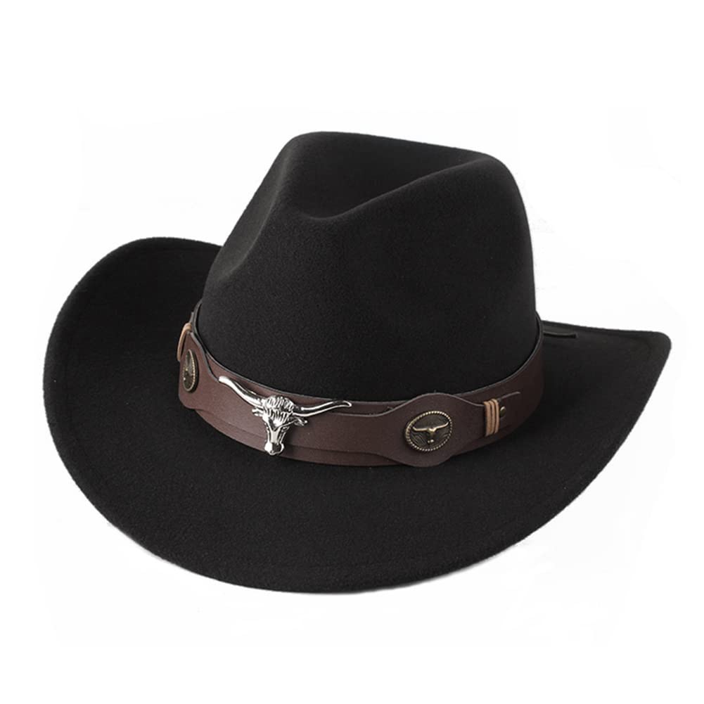 Men Women Felt Trilby Fedora Hat Wide Brim Western Cowboy Hat Vintage Derby Party Cap Shapeable Outback Bush Cap with Buckle Band