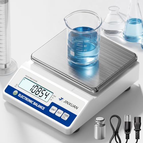 Image of Lab Scale 6000g Grams Scale 0.01g Accuracy Digital Analytical Balances with RS232 Port & 500g Calibration Weight, Laboratory Scale for Weighing Gold Silver Jewelry Kitchen LCD Display 7units