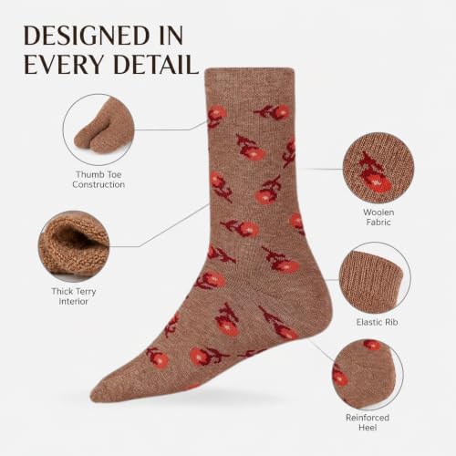 Image of RC. ROYAL CLASS Women's Warm Woolen Calf Length Thick Terry /Towel Multicolored Socks(Pack of 3 Pairs)(Winter wear socks)