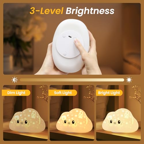 Zreal Cloud Light, Silicone Night Light with Projector, 3 Level Dimmable LED Nursery Nightlight, Rechargeable Cloud Lamp for Bedroom Office Christmas Birthday Women Men - Image 8