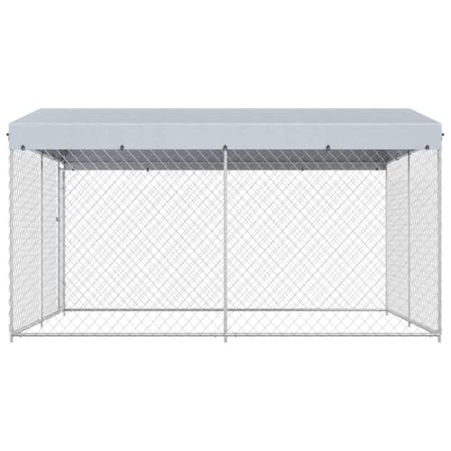 vidaXL Outdoor Hundezwinger mit Überdachung 382x382x225 cm Hundehütte Hundekäfig