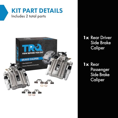 Image of TRQ Rear Driver and Passenger Side Brake Caliper Set Caliper Brackets Hardware Compatible with 02-06 Audi TT TT Quattro 98-10 Volkswagen Beetle 99-06 Volkswagen Golf